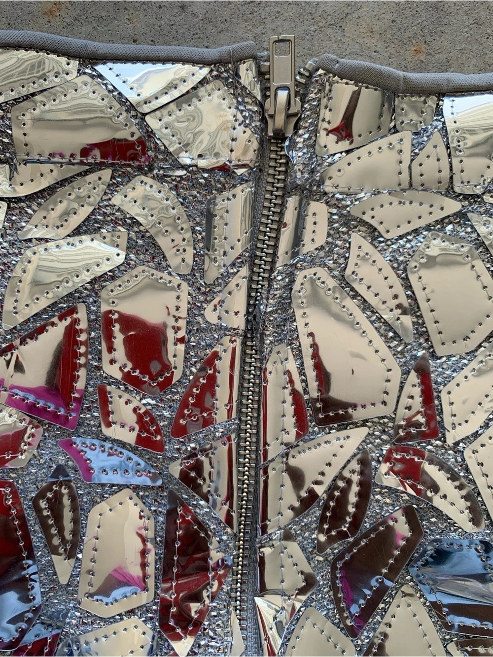Fashion Nova Embellished High Waist Shorts in Silver & White Like New - Picture 3 of 9
